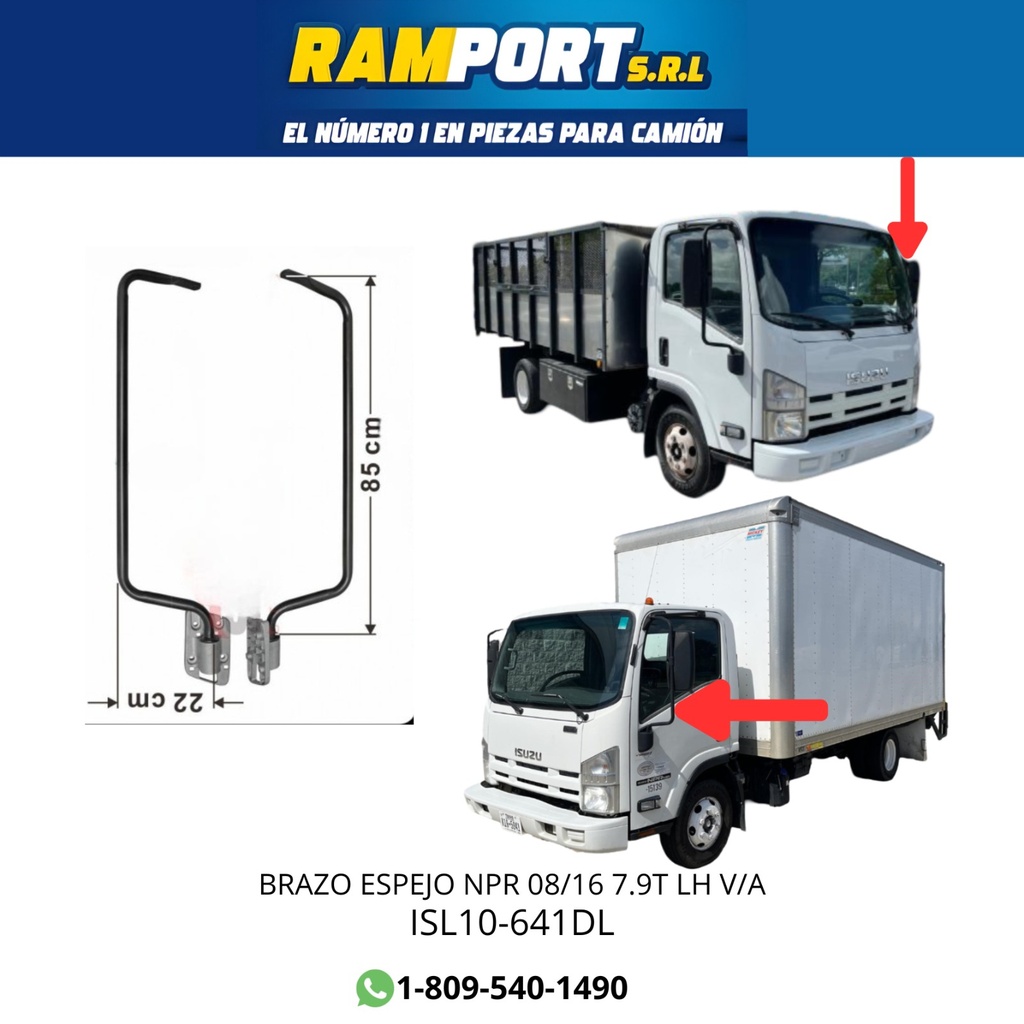 [ISL10-641DL] BRAZO LATERAL ISUZU NPR 08/16 7.9T LH V/A