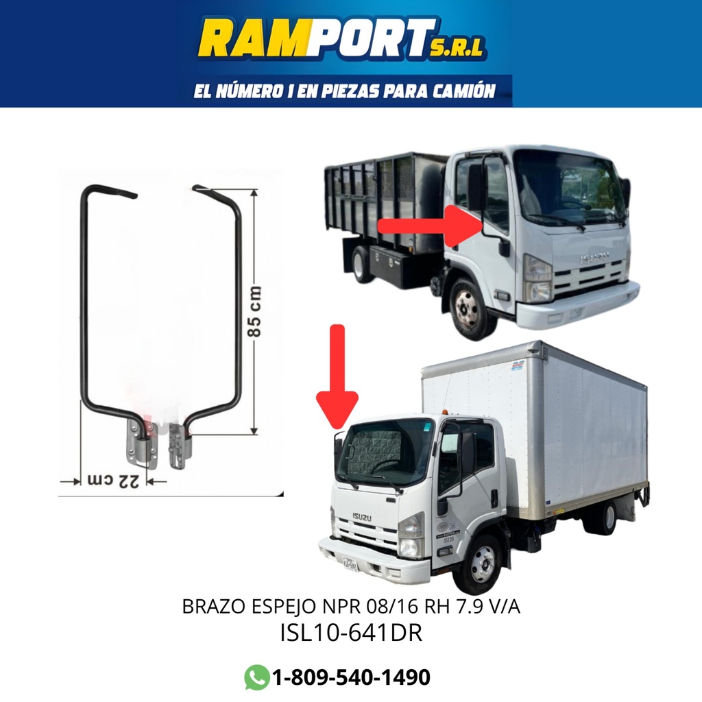 BRAZO LATERAL ISUZU NPR 08/16 RH 7.9 V/A