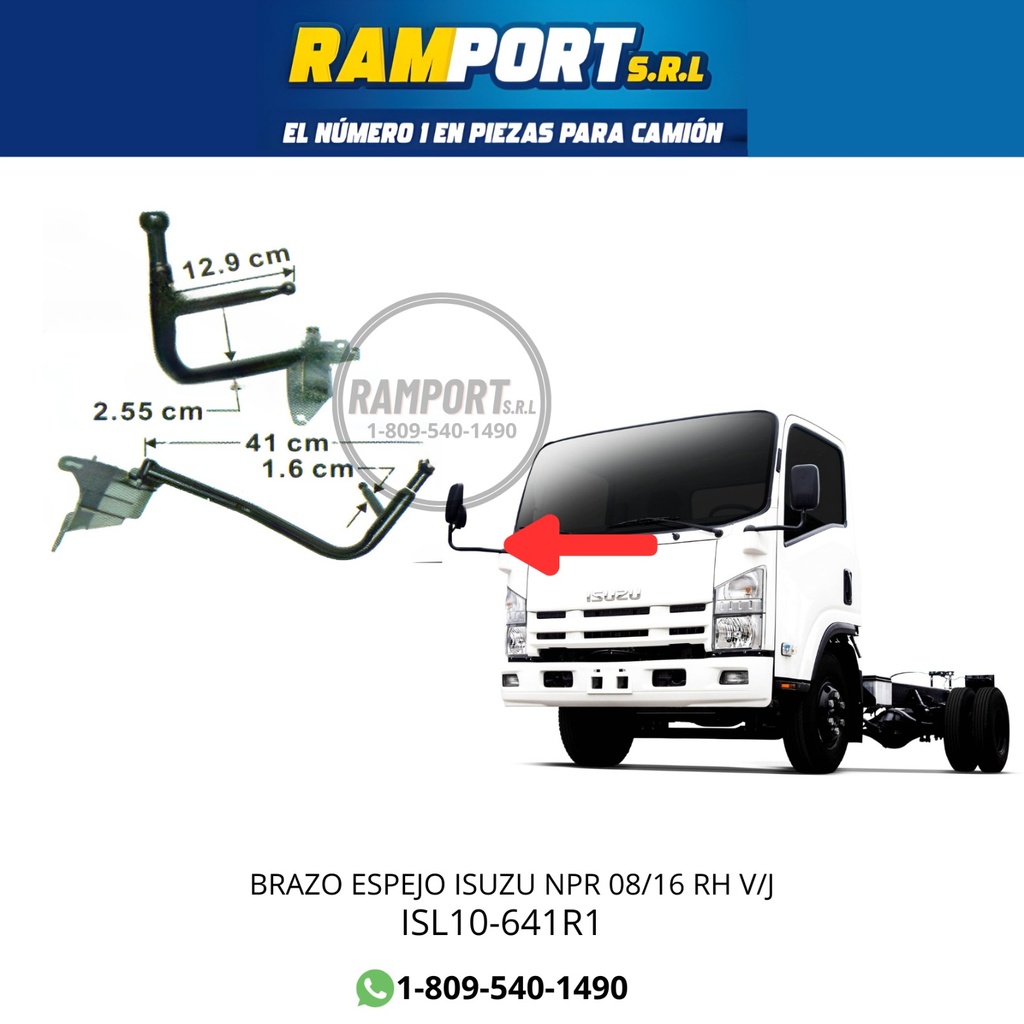 BRAZO LATERAL ISUZU NPR 08/16 RH 41CM