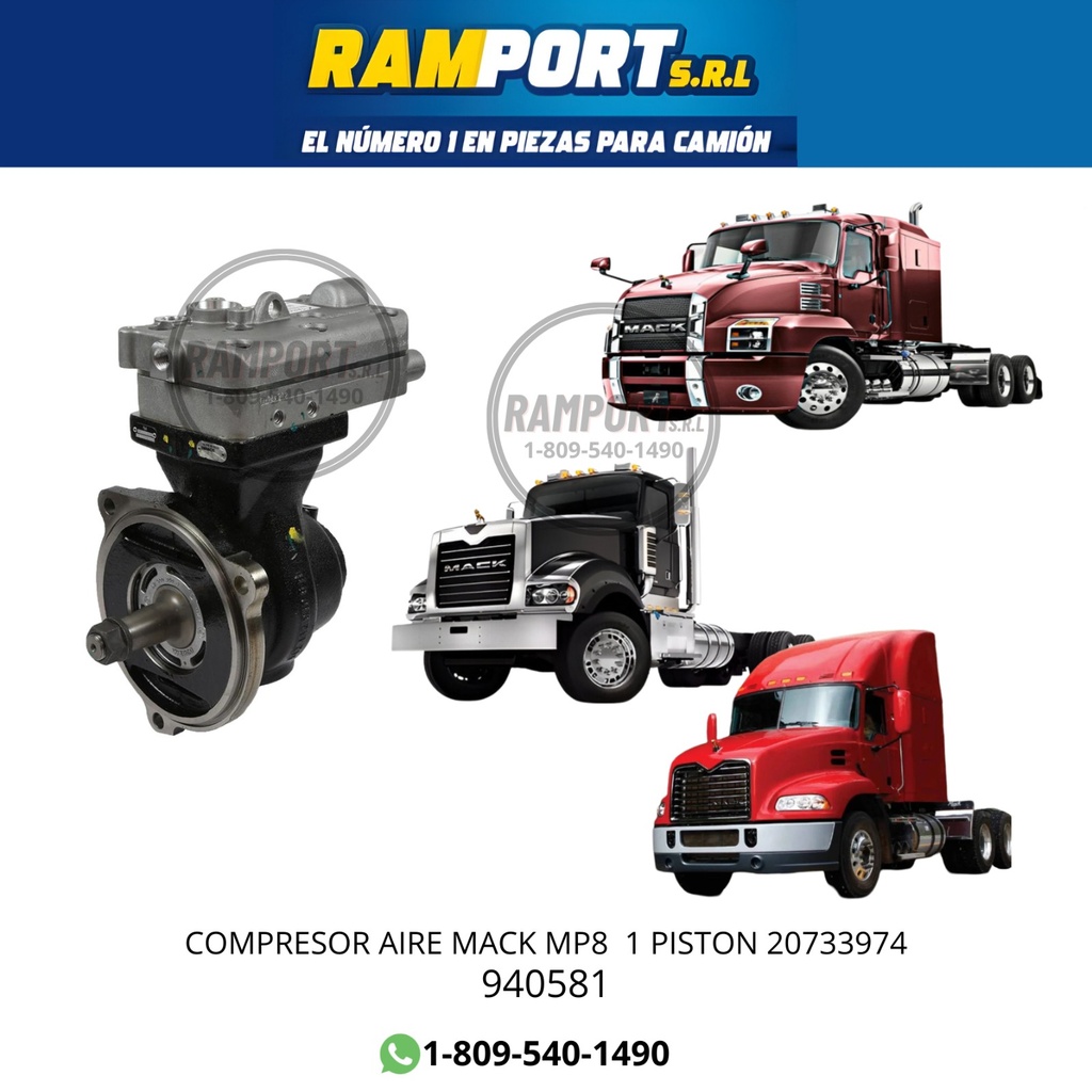 COMPRESSOR AIRE MACK MP8 1 PISTON 20733974 *