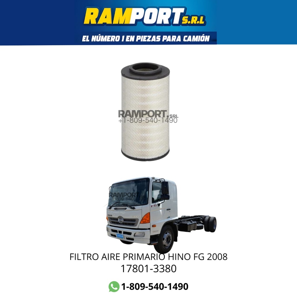[17801-3380] FILTRO AIRE HINO FG 2008 PRIMARIO A-1325