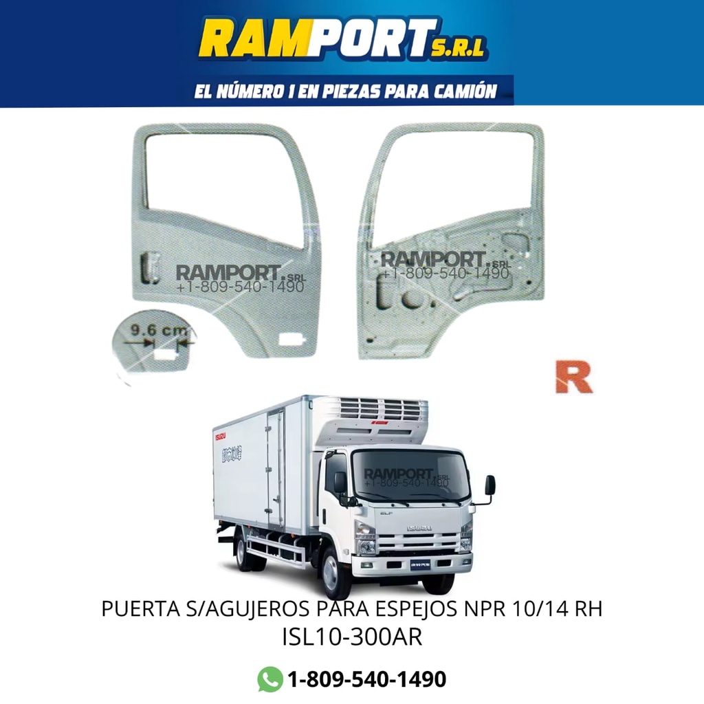 PUERTA NPR 10/14 S/AGUJEROS PARA ESPEJOS RH