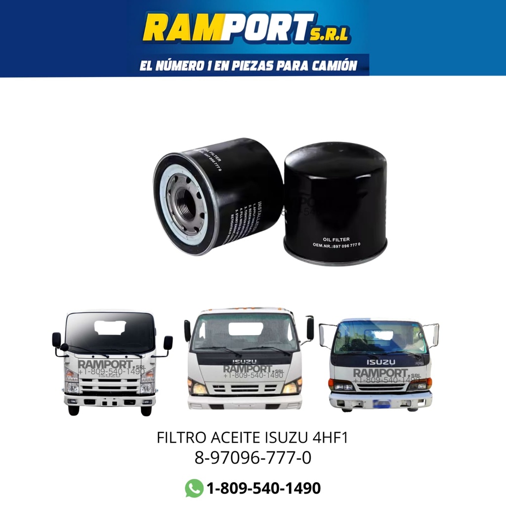 [8-97096-777-0] FILTRO ACEITE ISUZU 4HF1