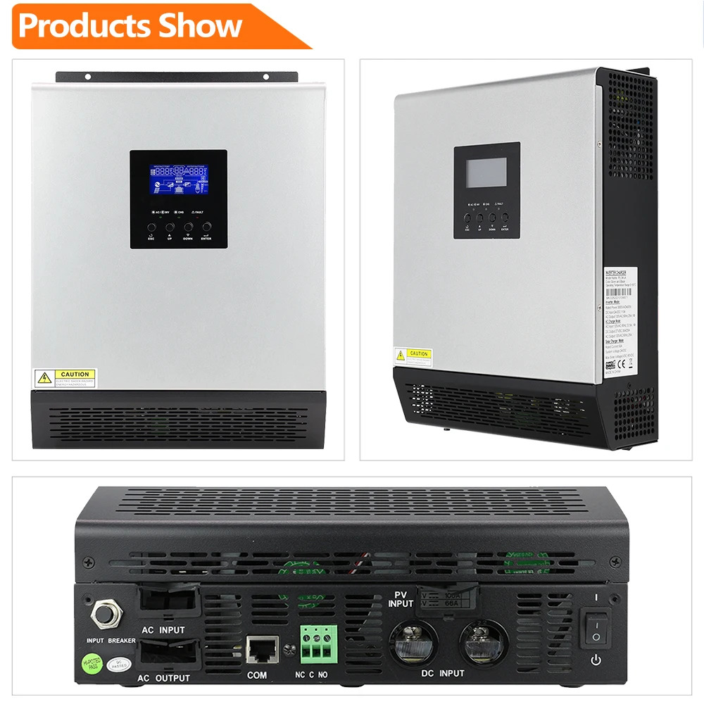 [3.6KW 24V] Inversor Solar híbrido de 3600W, 24V CC a 100/110/120V CA con controlador de cargador Solar MPPT de 120A, máximo PV, 500Vdc, compatible con batería LifePo4