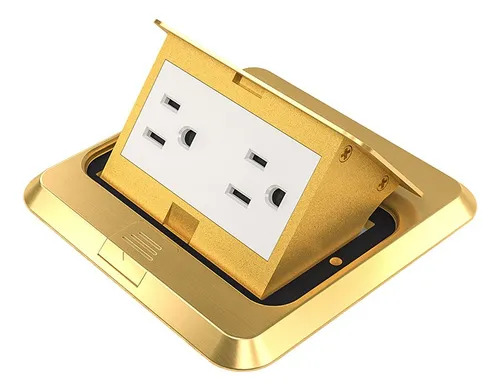 Toma de corriente de piso estándar americano impermeable, enchufe de computadora oculto dorado, EE. UU., 15A, cocina, dormitorio, piso interior