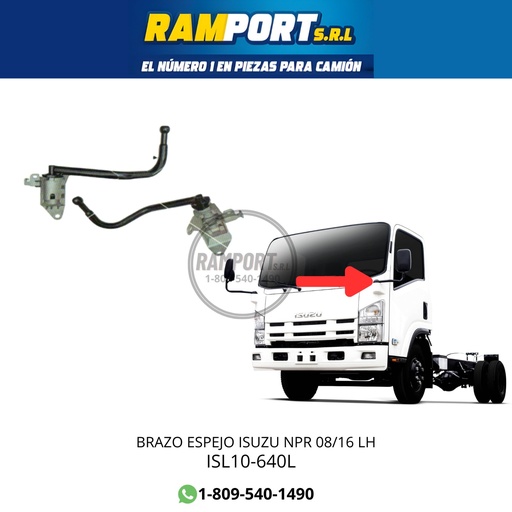 [ISL10-640L] BRAZO LATERAL ISUZU NPR 08/16 LH 34CM