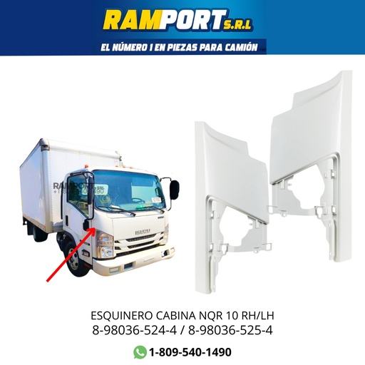 [8-98036-525-4] PANEL DE ESQUINA ISUZU NQR 10 RH LISO