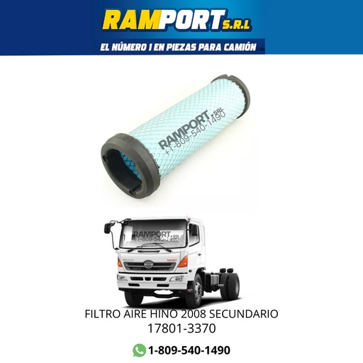[17801-3370] FILTRO AIRE HINO 2008 SECUNDARIO