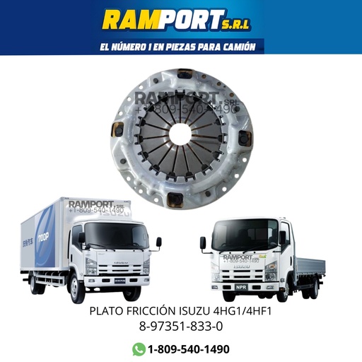 [8-97351-833-0 NT] PLATO FRICCIÓN ISUZU 4HG1/4HF1