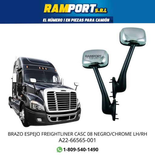 [A22-66565-001 N/C] BRAZO/E FREIGHTLINER CASC 08 NEGRO/CHOME RH *
